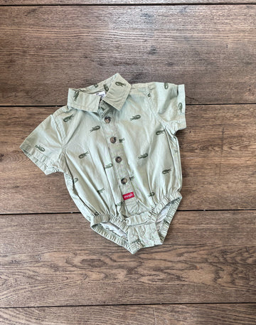 Wrangler Green Crocodile Button Down Onesie