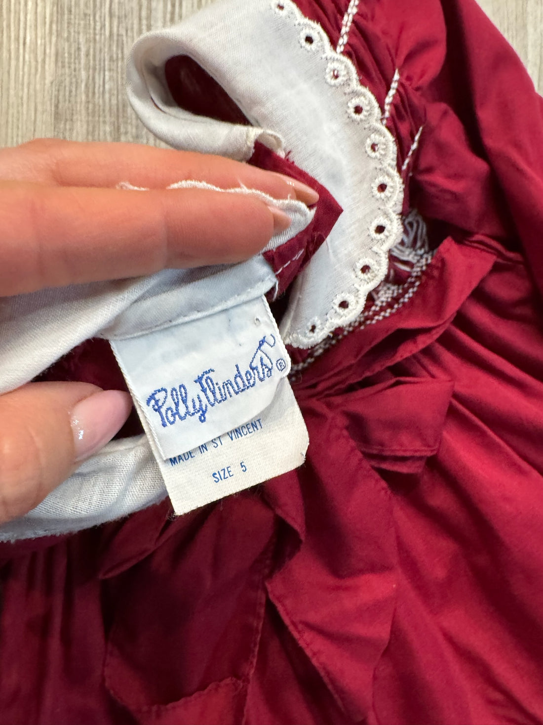 Polly Flinders Vintage Red Smocked Dress