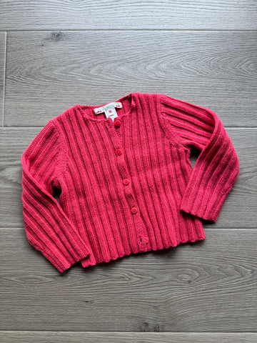 Bonpoint Hot Pink Ribbed Cardigan