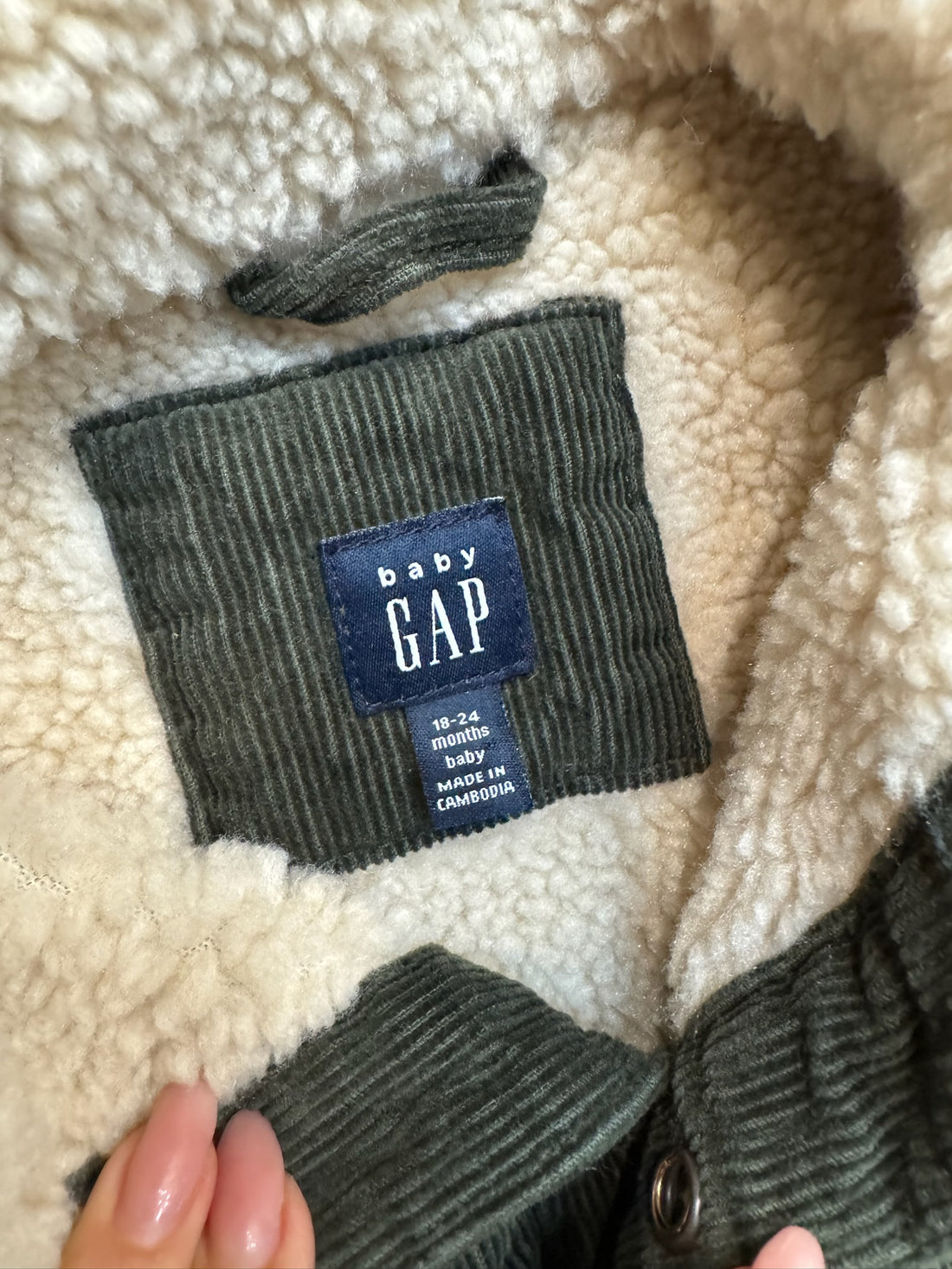 Gap Green Cord Sherpa Lined Jacket