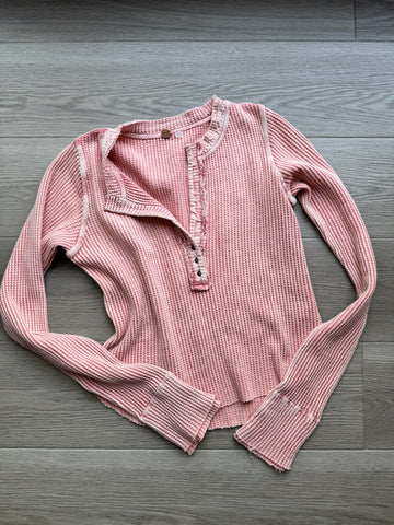 Free People Pink Waffle Knit Top