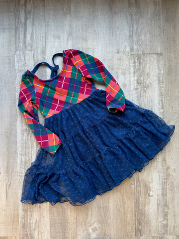 Wild Flowers Plaid & Tulle Dress