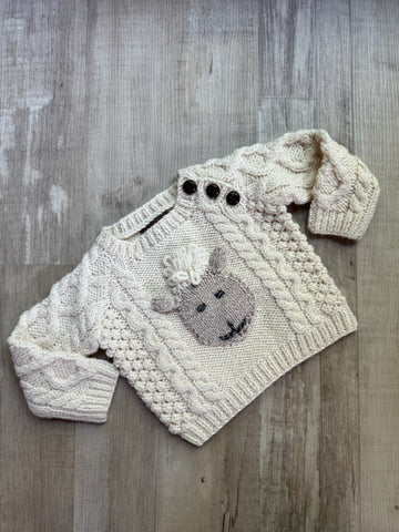 Aran Hand knit Wool Sheep Sweater