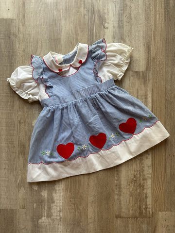 Vintage Blue Striped Heart Dress