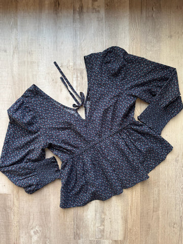 Madewell Black Floral Blouse