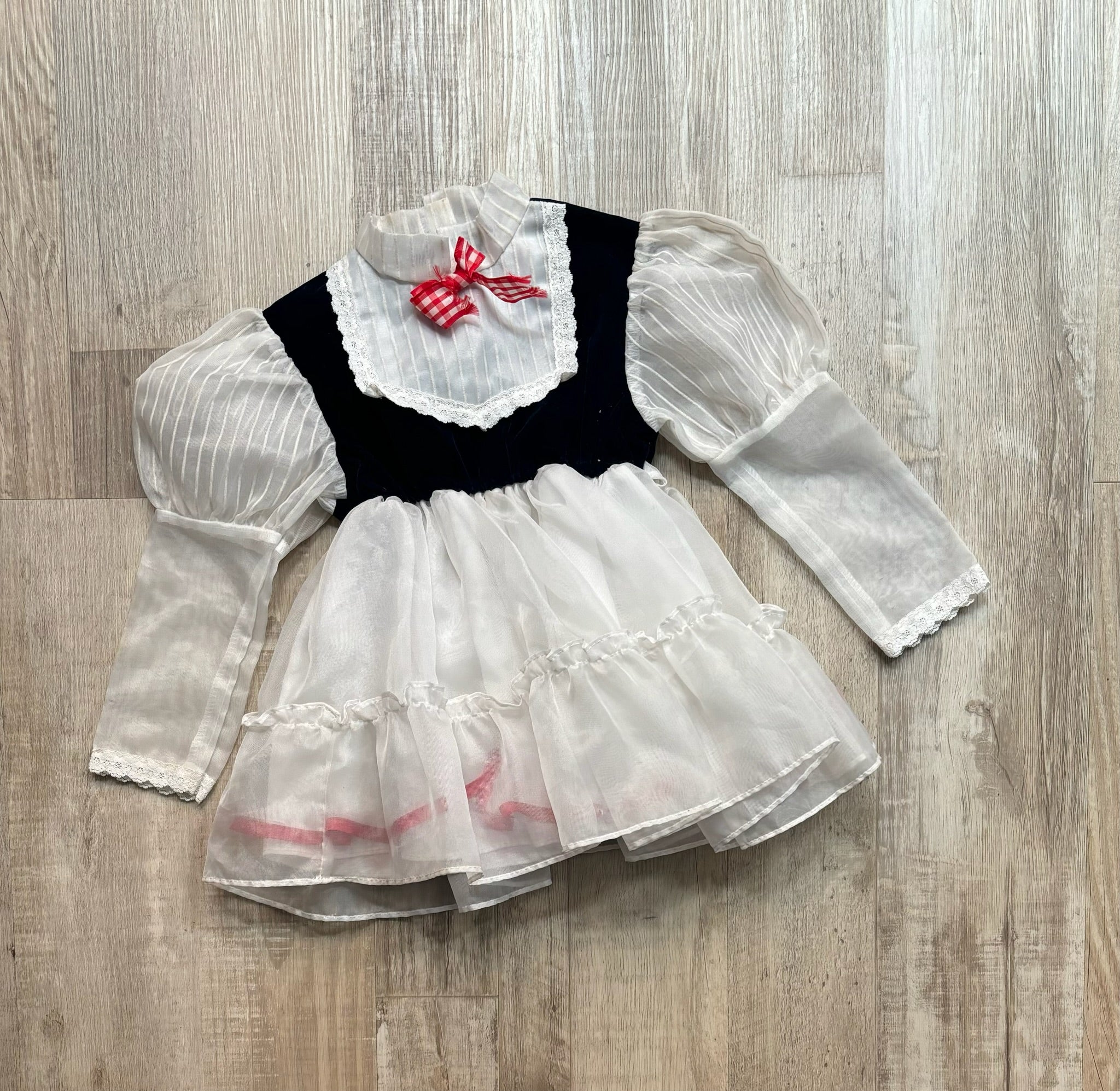 Vintage White Dress w/ Red Bow