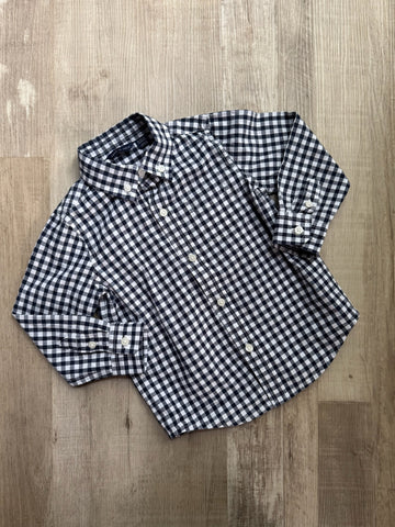 Janie & Jack Navy Checkered Button Down