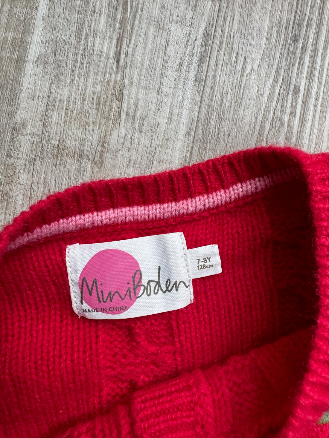 Mini Boden Red Floral Wool Sweater