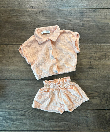 Zara Peach Eyelet Set