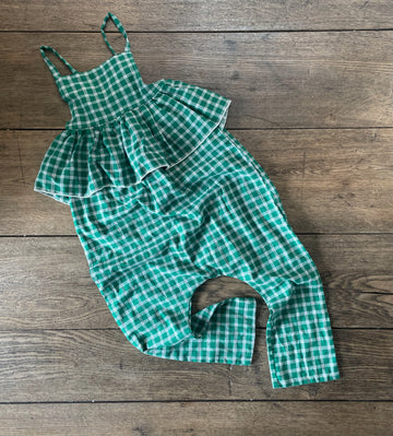 Figge Green Plaid Romper