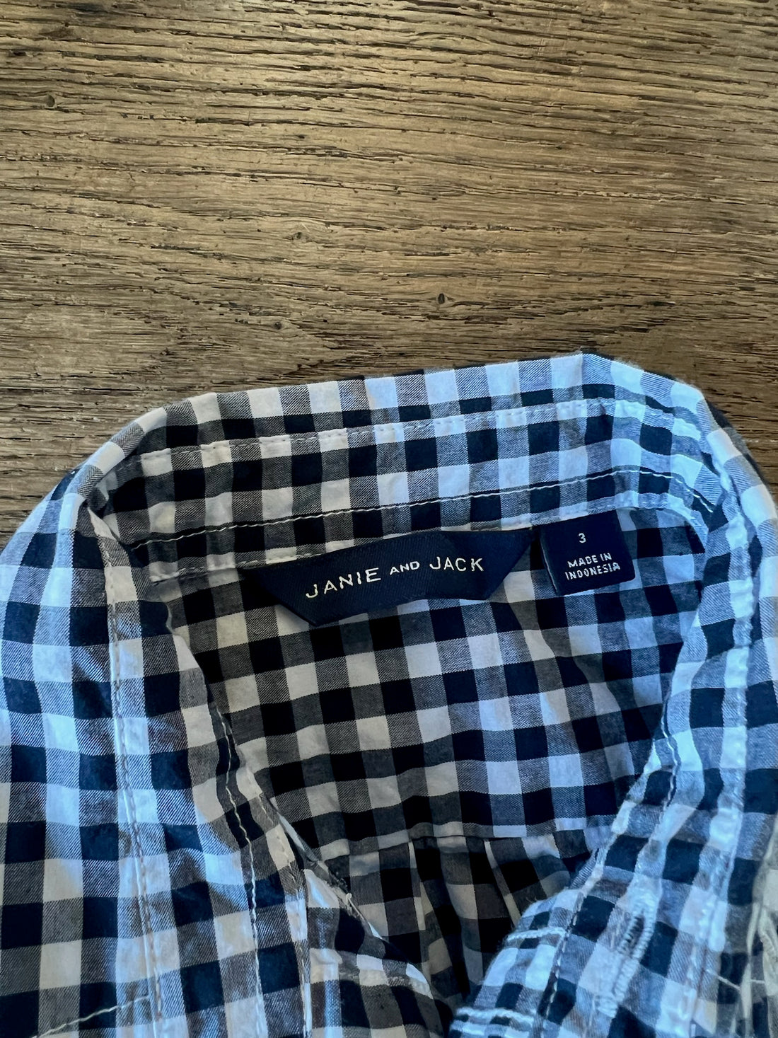Janie & Jack Navy Check Button Down