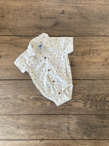 Little Lad White Button Down Onesie