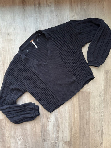 Free People Black Knit Sweater W