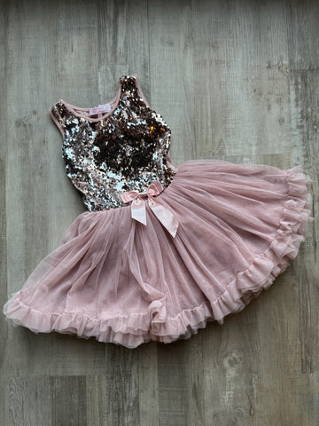 Popatu Pink Sequins Tulle Dress