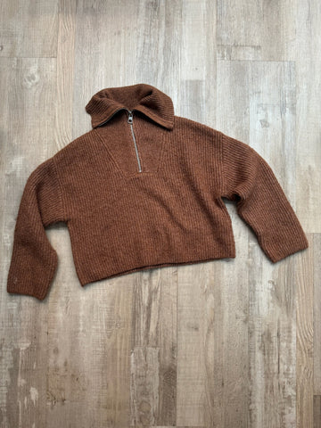 Zara Brown Half Zip Sweater