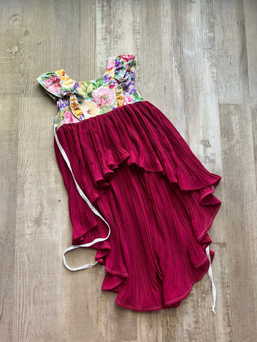 Mella Stitched Floral/Burgundy Dress