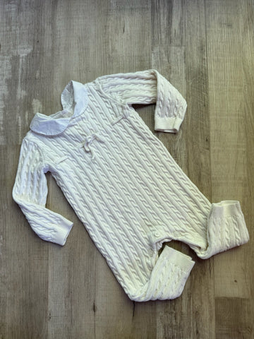 Hope & Henry Cream Knit Romper
