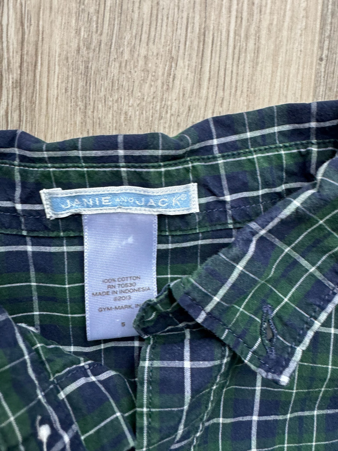 Janie & Jack Green Plaid Button Down