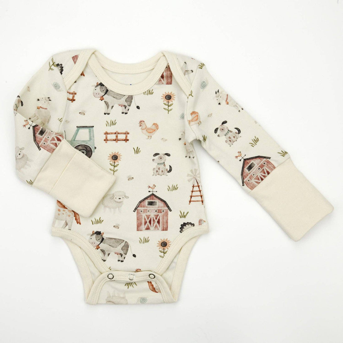 Organic Cotton Long Sleeve Baby Bodysuit, Dusty