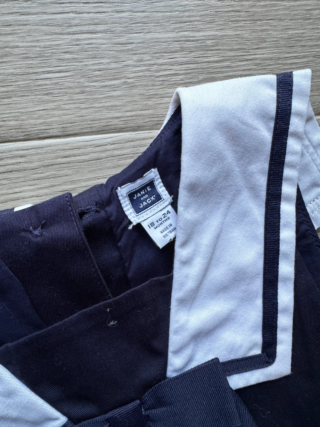 Janie & Jack Navy / White Romper