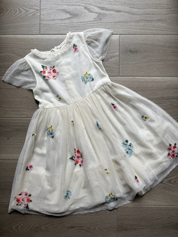Boden White Floral Tulle Dress