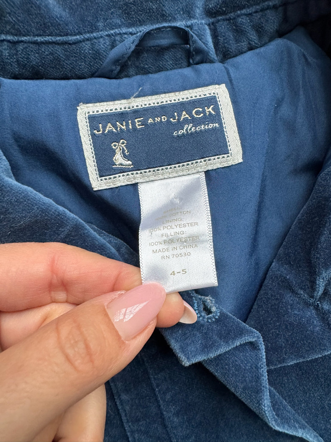 Janie & Jack Blue Velour Coat