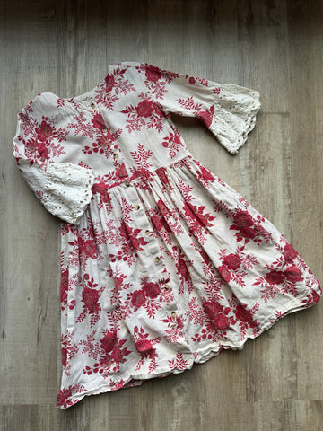 Utsa Kids Red Floral Dress
