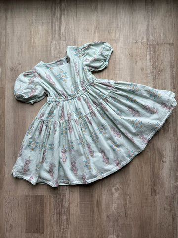 Tea Collection Blue Floral Linen Dress