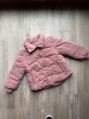 Zara Pink Cord Puffer Coat