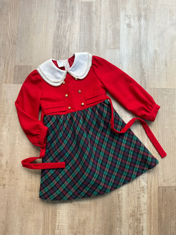 Vintage Red with Plaid Christmas Dress