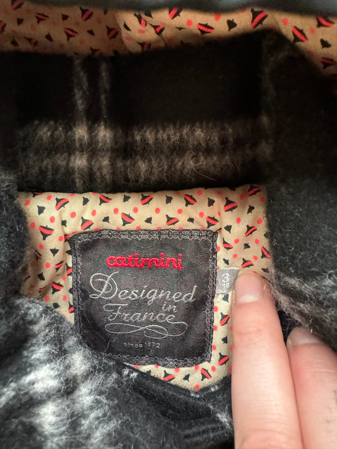 Catimini Black Plaid Wool Coat
