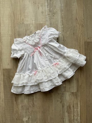 Vintage White Pink Polka Dot Dress