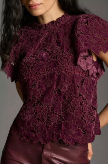 Anthropologie Purple Lace Blouse