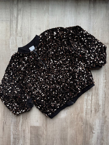 Zara Black Sequins ZipUp