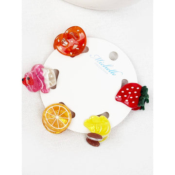 Premium Quality Mini Fruit and Pretzel Hair Claw Clip