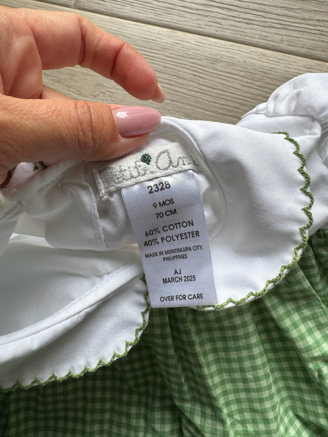 Petit Ami Green Gingham Dress