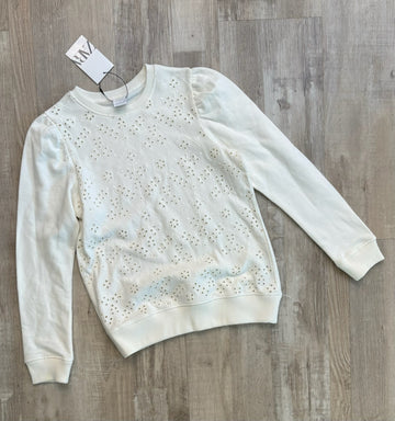 Zara Cream Eyelet Pullover - NEW