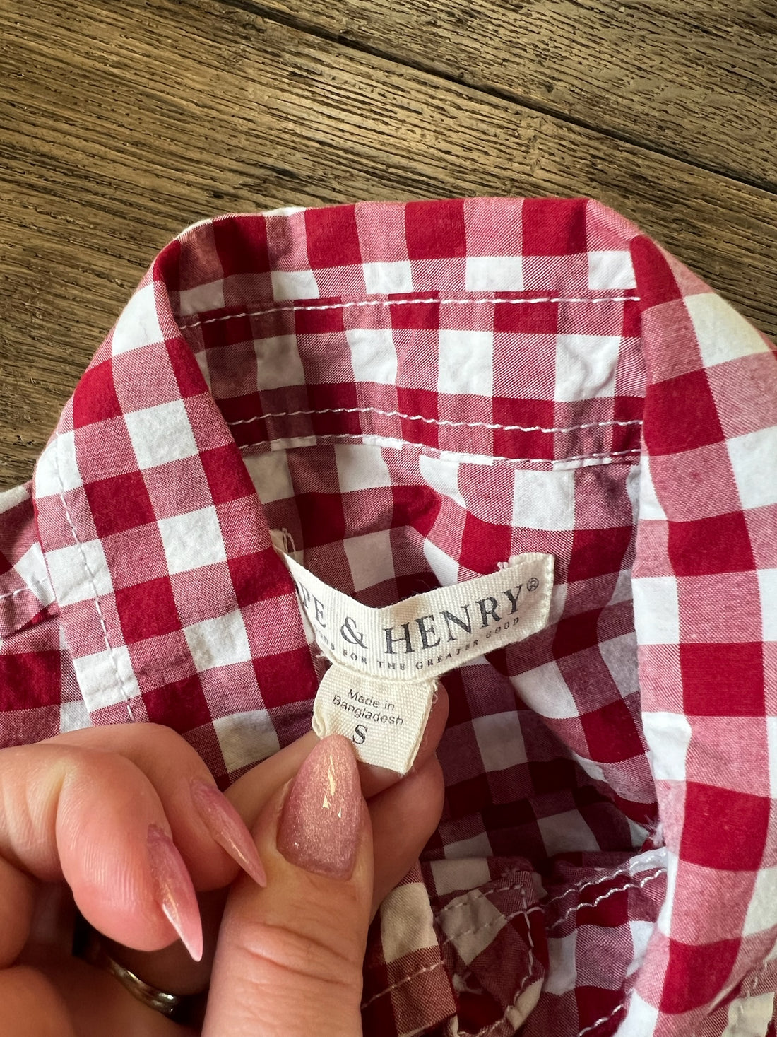 Hope & Henry Red Check Button Down