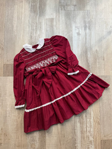 Polly Flinders Vintage Red Smocked Dress