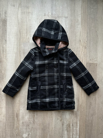 Catimini Black Plaid Wool Coat