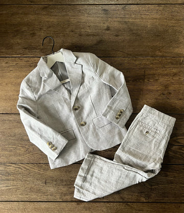 Janie & Jack Grey Linen Suit