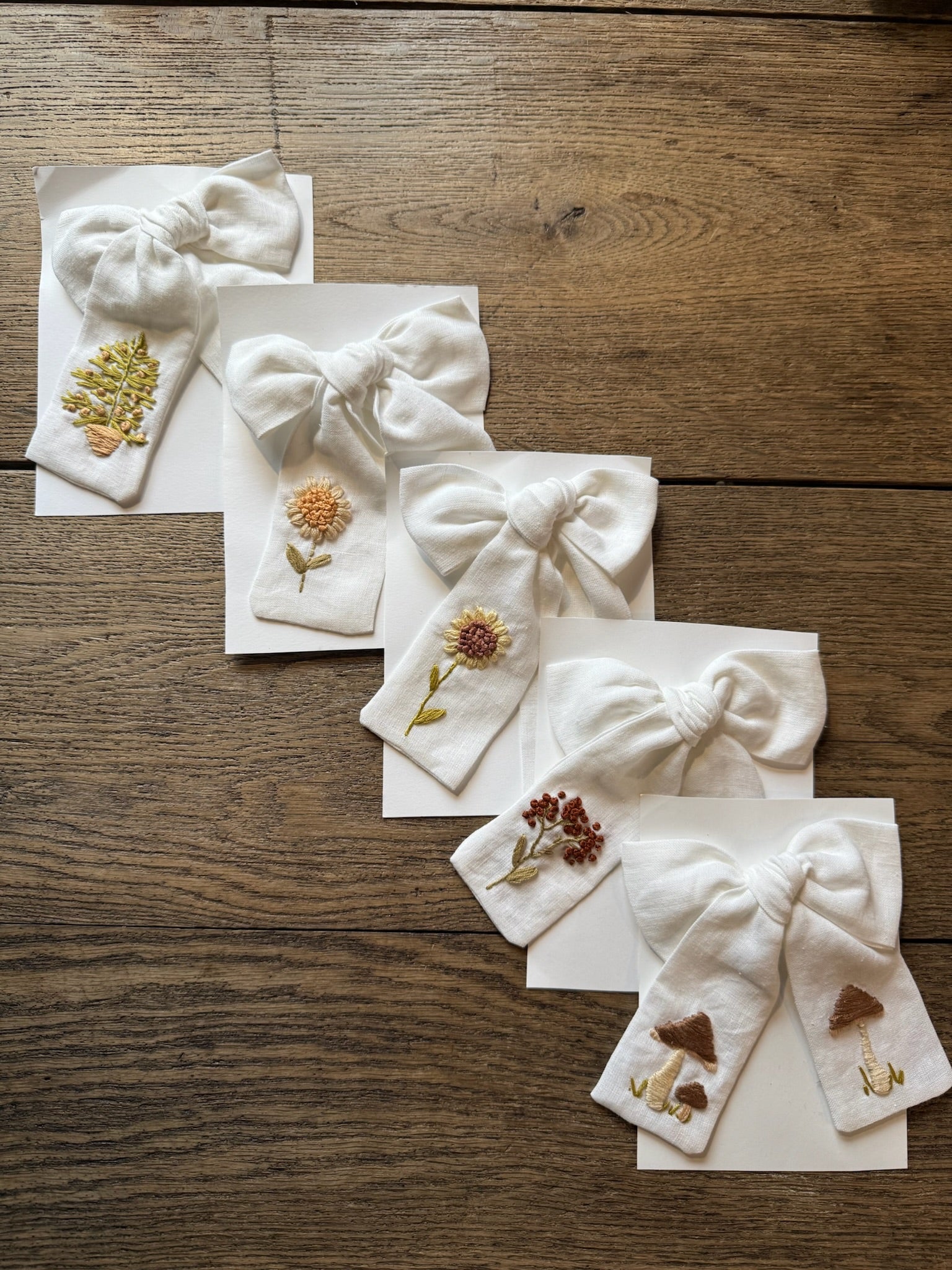 Carolina’s Handmade Embroidered White Bow