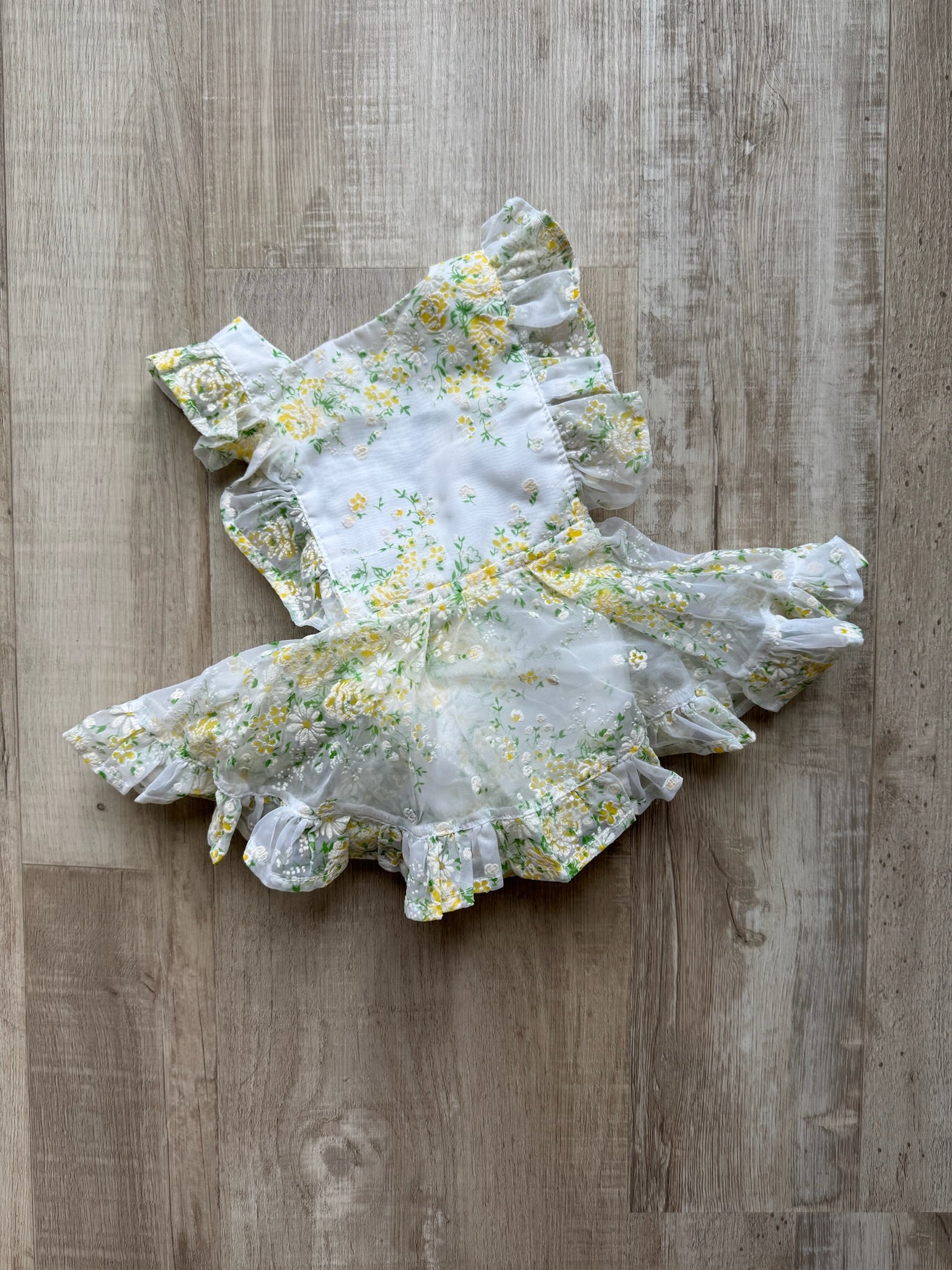 Numi Yellow Vintage Flocked Pinafore