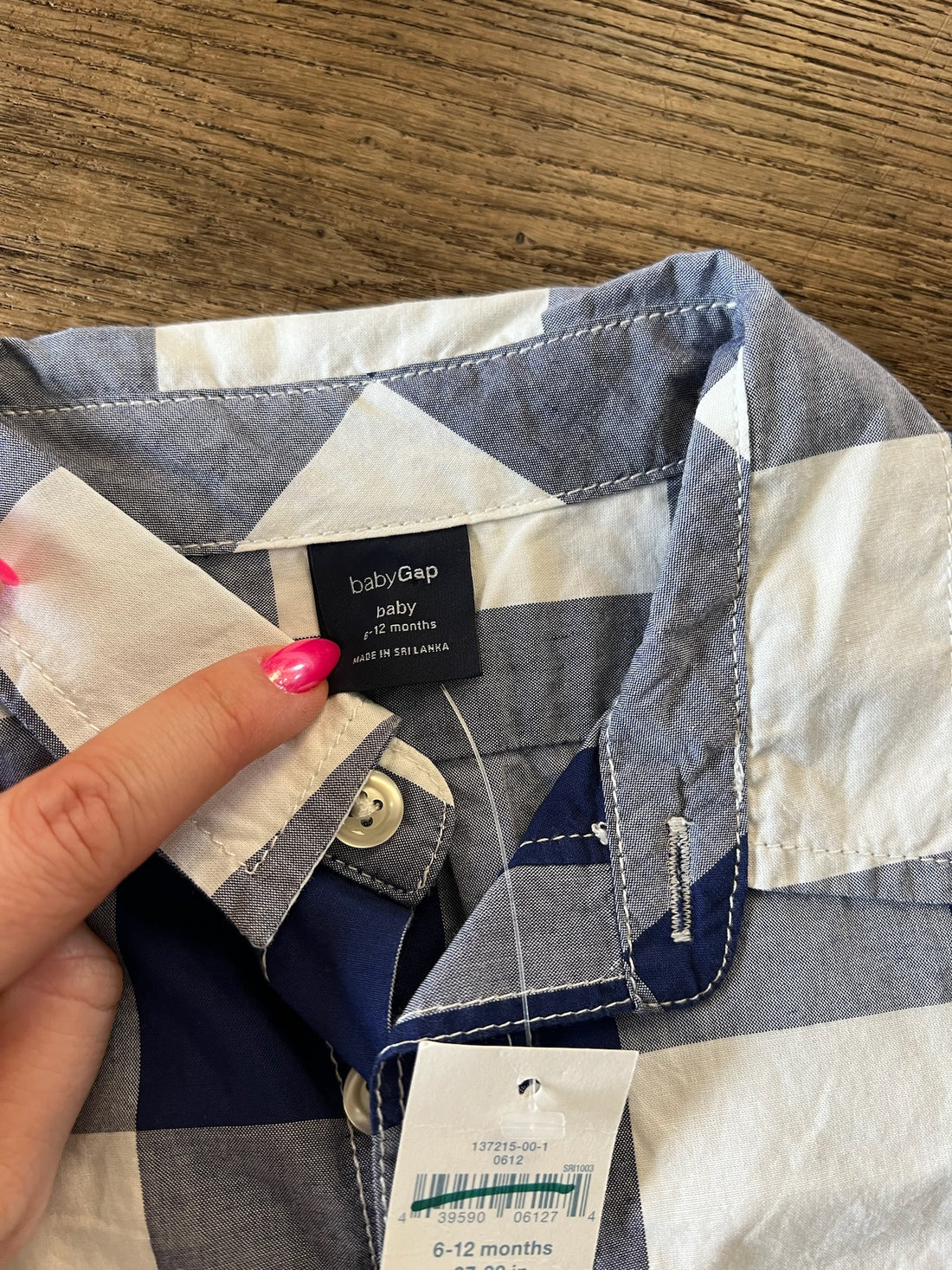 Baby Gap Blue Plaid Button Down Onesie - NEW