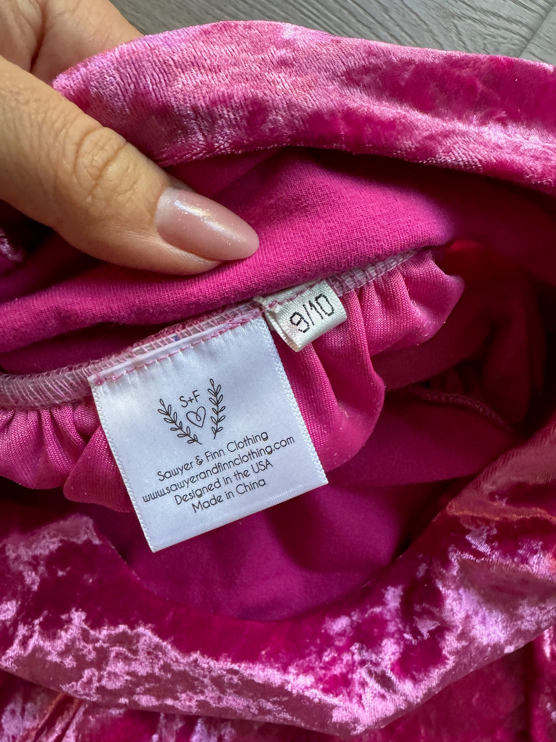 Sawyer & Finn Pink Velour Dress