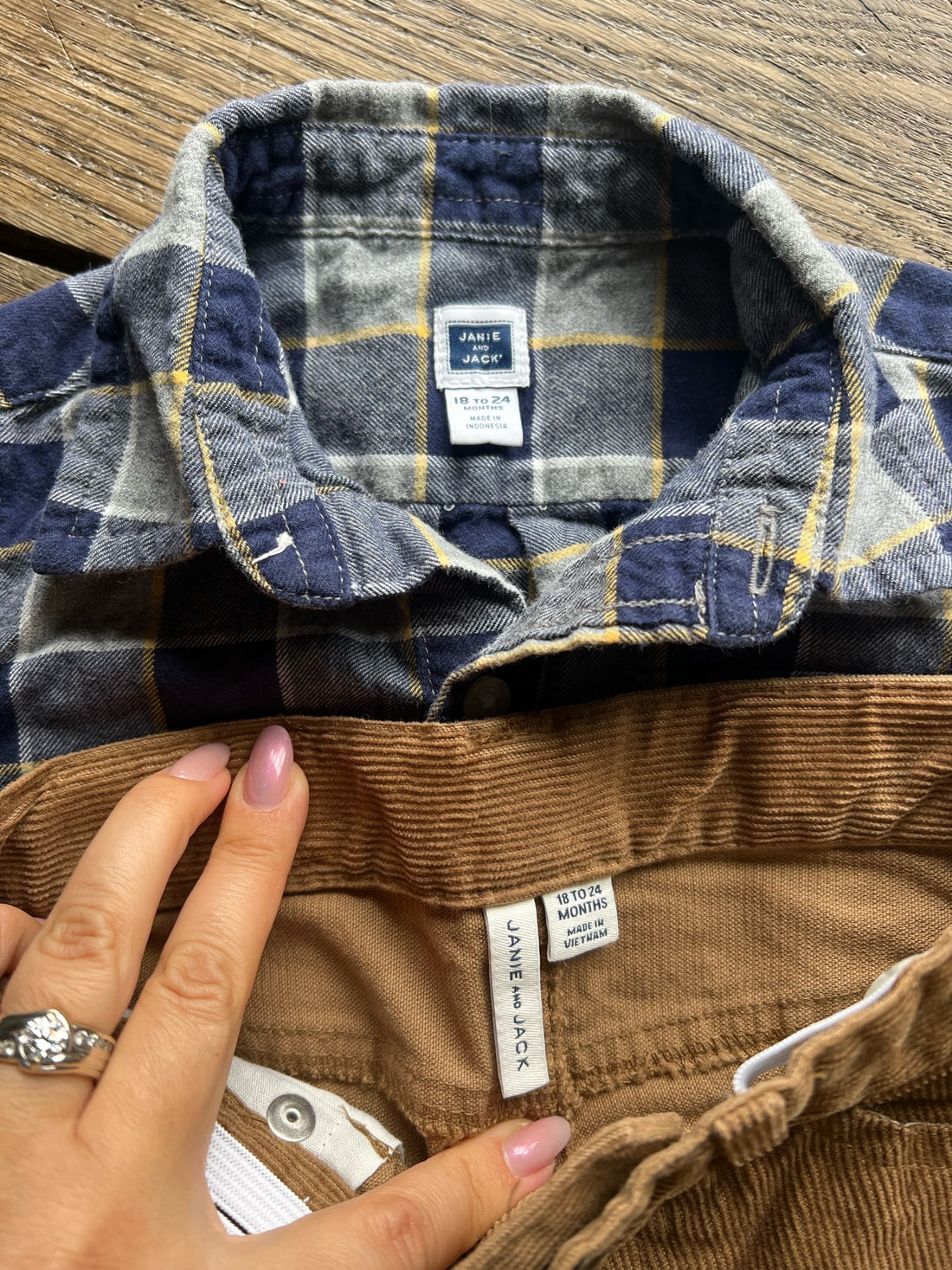 Janie & Jack Navy Plaid Set