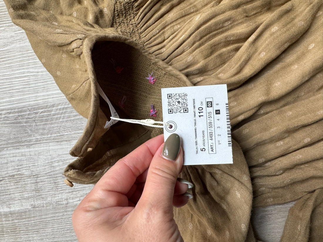 Zara Tan Smocked Dress - NEW