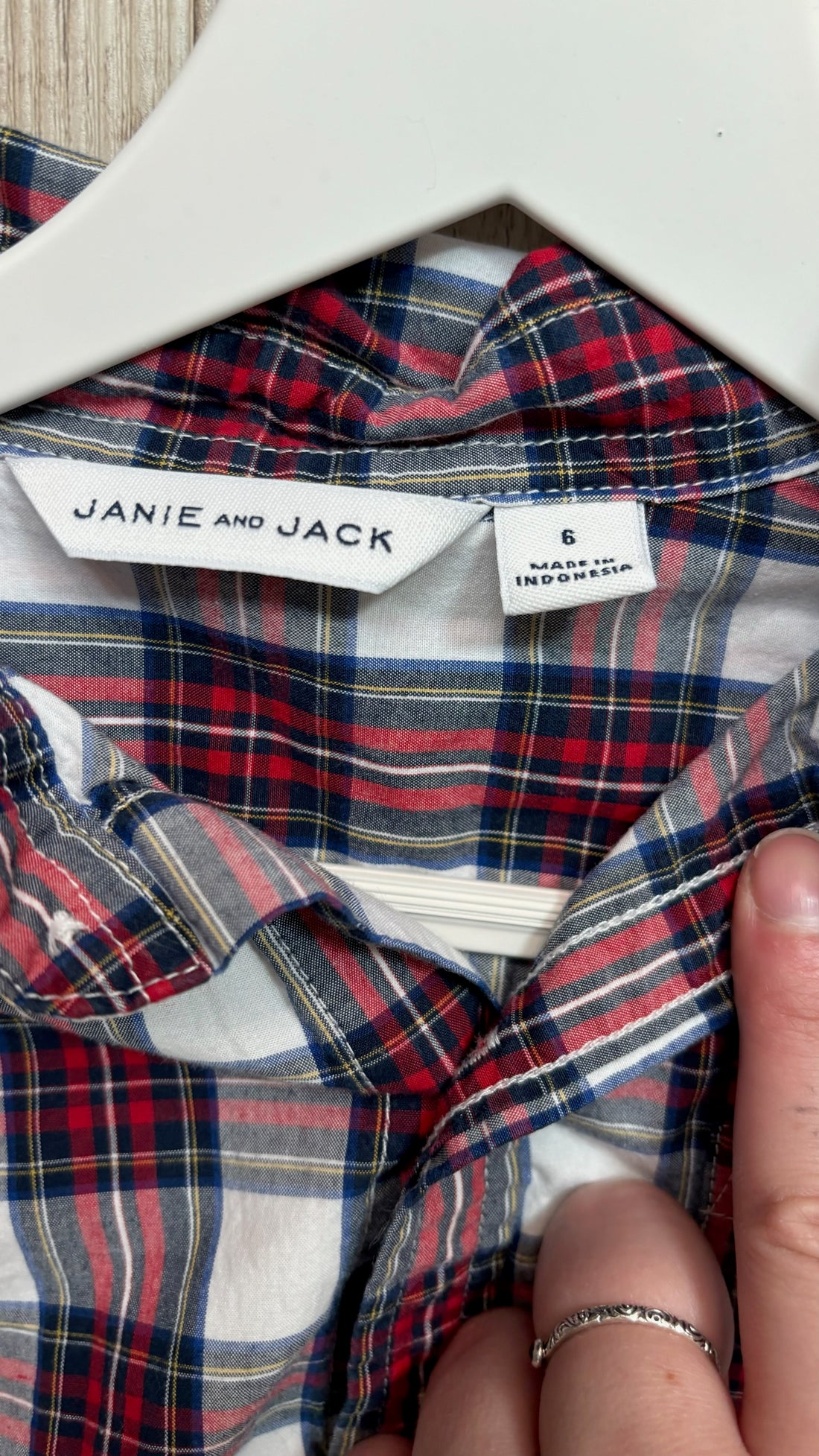 Janie & Jack Red/Navy Plaid Button Down