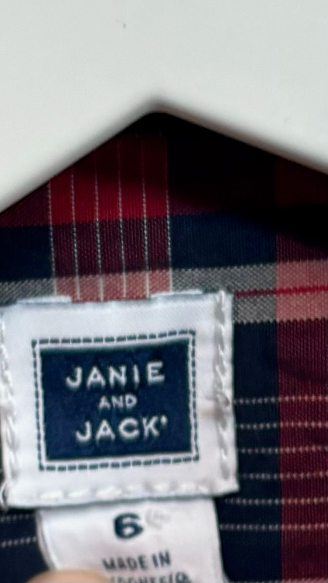 Janie & Jack Burgundy Navy Plaid Button Down