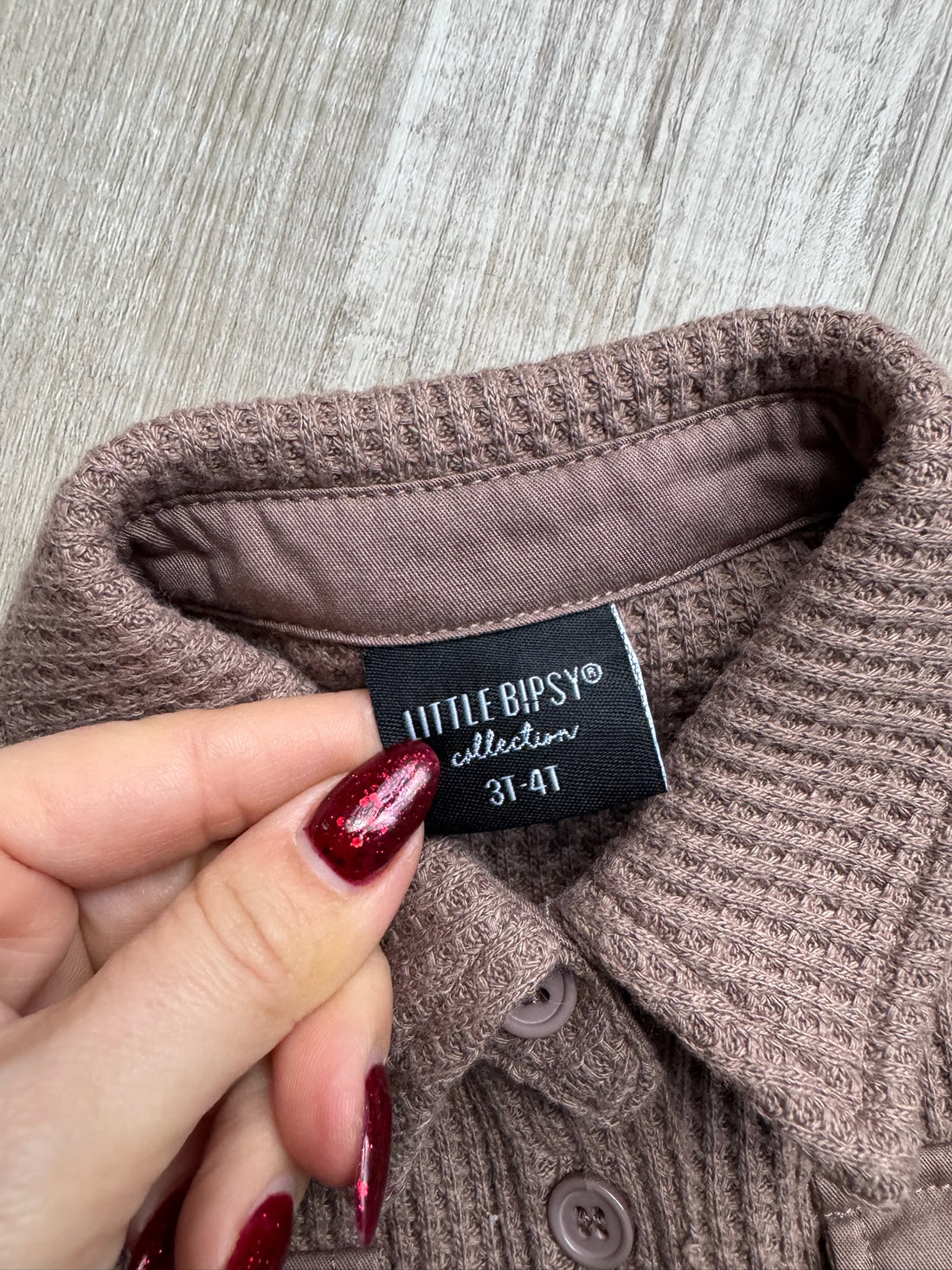 Little Bipsy Waffle Knit Button Down